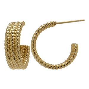 14K Gold Plated Twisted Rope Hoop Earrings